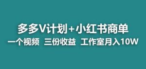 【蓝海项目】多多v计划+小红书商单一个视频三份收益工作室月入10w-晟哥学社资源库