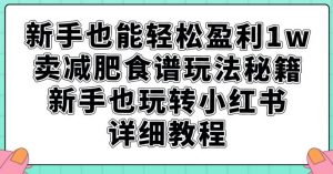 新手也能轻松盈利1w，卖减肥食谱玩法秘籍，新手也玩转小红书详细教程【揭秘】-晟哥学社资源库