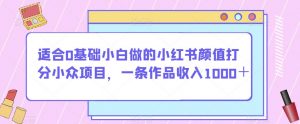 适合0基础小白做的小红书颜值打分小众项目,一条作品收入1000+【揭秘】-晟哥学社资源库