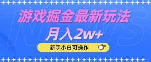 游戏掘金最新玩法月入2w+,新手小白可操作【揭秘】-晟哥学社资源库