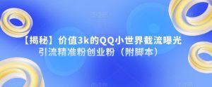 【揭秘】价值3k的QQ小世界截流曝光引流精准粉创业粉（附脚本）-晟哥学社资源库