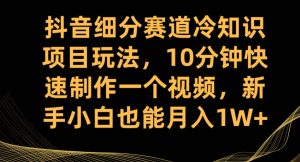 抖音细分赛道冷知识项目玩法，10分钟快速制作一个视频，新手小白也能月入1W+【揭秘】-晟哥学社资源库