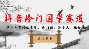 抖音冷门国学赛道，新手也可轻松变现，无门槛，流量大，涨粉快-晟哥学社资源库