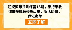 短视频带货训练营18期,手把手教你做短视频带货出单,听话照做,保证出单-晟哥学社资源库