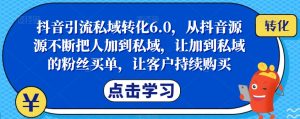 抖音引流私域转化6.0,从抖音源源不断把人加到私域,让加到私域的粉丝买单,让客户持续购买-晟哥学社资源库