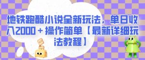 地铁跑酷小说全新玩法，单日收入2000＋操作简单【最新详细玩法教程】【揭秘】-晟哥学社资源库
