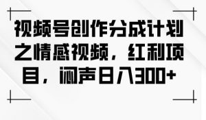 视频号创作分成计划之情感视频，红利项目，闷声日入300+-晟哥学社资源库