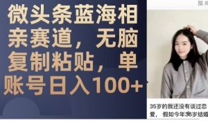 微头条蓝海相亲赛道,无脑复制粘贴,单账号日入100+-晟哥学社资源库
