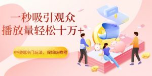 中视频冷门玩法,一秒吸引观众,播放量轻松十万+,保姆级教程【揭秘】-晟哥学社资源库