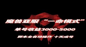 魔兽亚服一命模式，10天成号-单号3千-5千，脚本全自动操作，保姆级教学【揭秘】-晟哥学社资源库