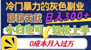 冷门暴利的副业项目，聊聊天就能日入300+，0成本月入过万【揭秘】-晟哥学社资源库
