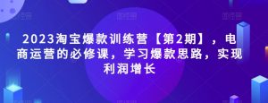 2023淘宝爆款训练营【第2期】，电商运营的必修课，学习爆款思路，实现利润增长-晟哥学社资源库