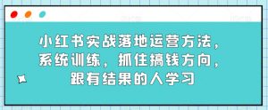小红书实战落地运营方法，系统训练，抓住搞钱方向，跟有结果的人学习-晟哥学社资源库
