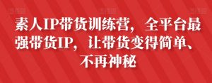 素人IP带货训练营，全平台最强带货IP，让带货变得简单、不再神秘-晟哥学社资源库