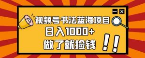 视频号书法蓝海项目，玩法简单，日入1000+【揭秘】-晟哥学社资源库