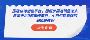 搭建自动销售平台，超低价渠道销售京东自营正品0成本赚差价，小白也能看懂的保姆级教程【揭秘】-晟哥学社资源库