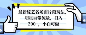 最新综艺名场面片段玩法，明星自带流量，日入200+，小白可做【揭秘】-晟哥学社资源库