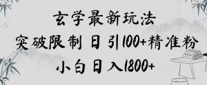 玄学新玩法，突破限制，日引100+精准粉，小白日入1800+【揭秘】-晟哥学社资源库