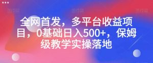 全网首发，多平台收益项目，0基础日入500+，保姆级教学实操落地【揭秘】-晟哥学社资源库