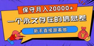 一个永久存在的信息差,保守月入20000+,新手直接跟着做【揭秘】-晟哥学社资源库