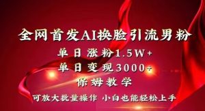 全网首发Ai换脸引流男粉，单日涨粉1.5w+，单日变现3000+，小白也能轻松上手拿结果【揭秘】-晟哥学社资源库