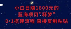 小白能日赚1800元的蓝海项目”释梦”0-1搭建流程可直接复制粘贴长期做【揭秘】-晟哥学社资源库