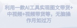 利用一款AI工具实现图文带货+中视频+视频带货等,无脑操作月如过万【揭秘】-晟哥学社资源库