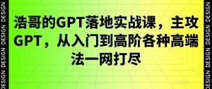 浩哥的GPT落地实战课,主攻GPT,从入门到高阶各种高端法一网打尽-晟哥学社资源库