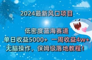 2024最新风口项目,低密度蓝海赛道,单日收益5000+,一周收益4w+!【揭秘】-晟哥学社资源库