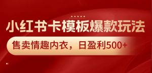 小红书卡模板爆款玩法，售卖情趣内衣，日盈利500+【揭秘】-晟哥学社资源库