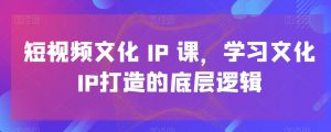短视频文化IP课，学习文化IP打造的底层逻辑-晟哥学社资源库