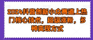 2024抖音创新小众赛道上热门核心技术,超级涨粉,多种变现方式【揭秘】-晟哥学社资源库