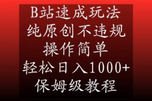 B站速成玩法，纯原创不违规，操作简单，轻松日入1000+，保姆级教程【揭秘】-晟哥学社资源库