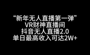 “新年无人直播第一弹“VR财神直播间,抖音无人直播2.0,单日最高收入可达2W+【揭秘】-晟哥学社资源库