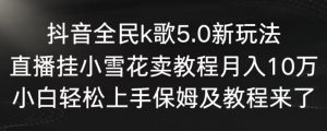 抖音全民k歌5.0新玩法，直播挂小雪花卖教程月入10万，小白轻松上手，保姆及教程来了【揭秘】-晟哥学社资源库