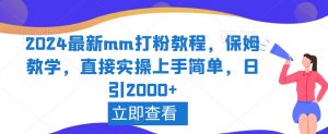 2024最新mm打粉教程，保姆教学，直接实操上手简单，日引2000+【揭秘】-晟哥学社资源库