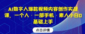 AI数字人爆款视频内容创作实战课,一个人·一部手机·素人小白0基础上手-晟哥学社资源库