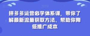 拼多多运营必学体系课，带你了解最新流量获取方法、帮助你降低推广成本-晟哥学社资源库