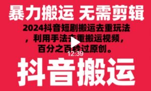 2024最新抖音搬运技术,抖音短剧视频去重,手法搬运,利用工具去重,达到秒过原创的效果【揭秘】-晟哥学社资源库