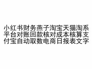 小红书财务燕子淘宝天猫淘系平台对账回款核对成本核算支付宝自动取数电商日报表-晟哥学社资源库