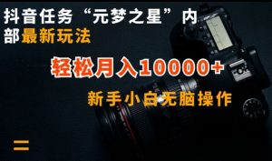 抖音任务“元梦之星”内部最新玩法,新手小白无脑操作,轻松月入10000+【揭秘】-晟哥学社资源库