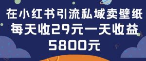 在小红书引流私域卖壁纸每张29元单日最高卖出200张(0-1搭建教程)【揭秘】-晟哥学社资源库