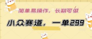 小众赛道，一单299.简单易操作，长期可做【揭秘】-晟哥学社资源库