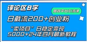 抖音评论区8字日截流200+创业粉 “卖项目”日稳定变现5000+【揭秘】-晟哥学社资源库