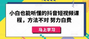小白也能听懂的抖音短视频课程，方法不对 努力白费-晟哥学社资源库