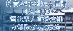 抖音24小时无人直播 日入5000+，雪花无人直播卖课，内部防封4.0玩法【揭秘】-晟哥学社资源库