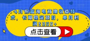 4月份蓝海电商撸收益技术，长期稳定项目，单月利润5000+【揭秘】-晟哥学社资源库