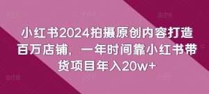 小红书2024拍摄原创内容打造百万店铺，一年时间靠小红书带货项目年入20w+-晟哥学社资源库