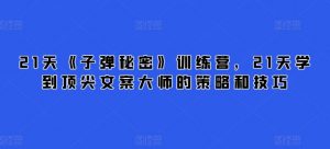 21天《子弹秘密》训练营,21天学到顶尖文案大师的策略和技巧-晟哥学社资源库