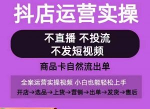 抖店运营实操课,从0-1起店视频全实操,不直播、不投流、不发短视频,商品卡自然流出单-晟哥学社资源库